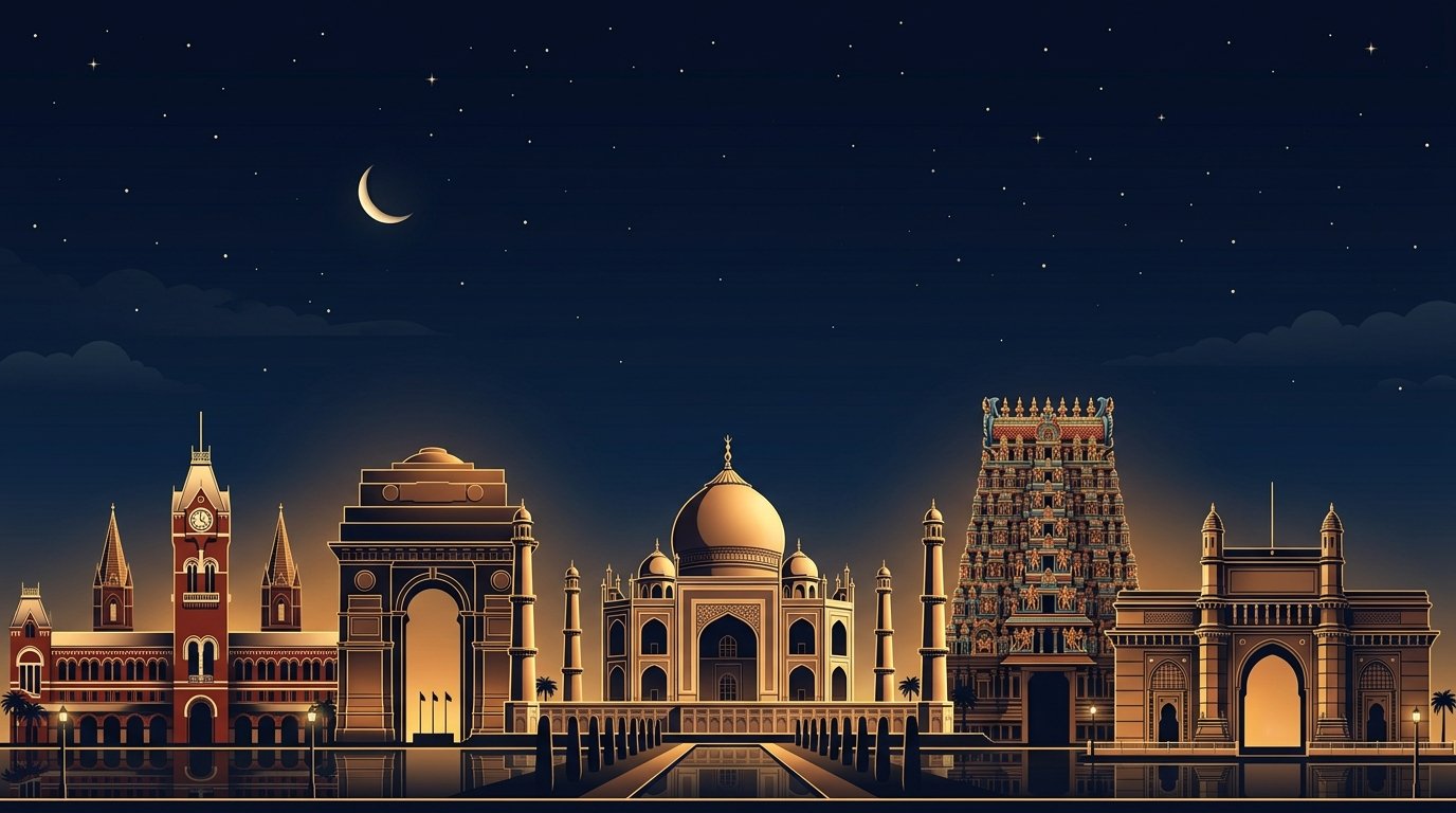 Indian Heritage Landmarks Skyline